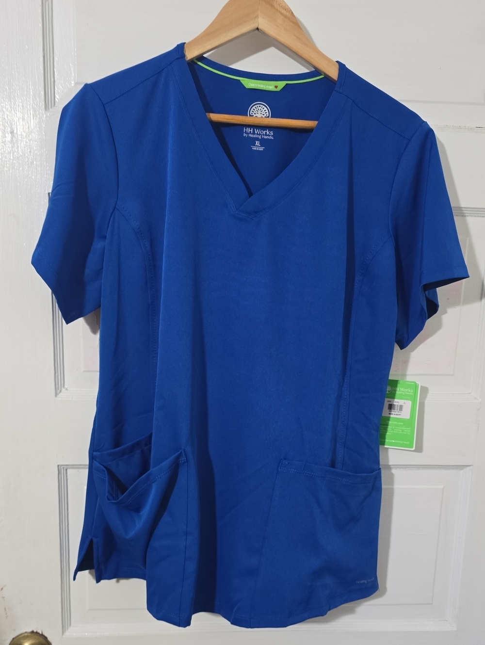 healing hands V-Neck Scrub Top in Royal Blue